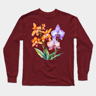 Gorgeous Watercolor Orchids Long Sleeve T-Shirt